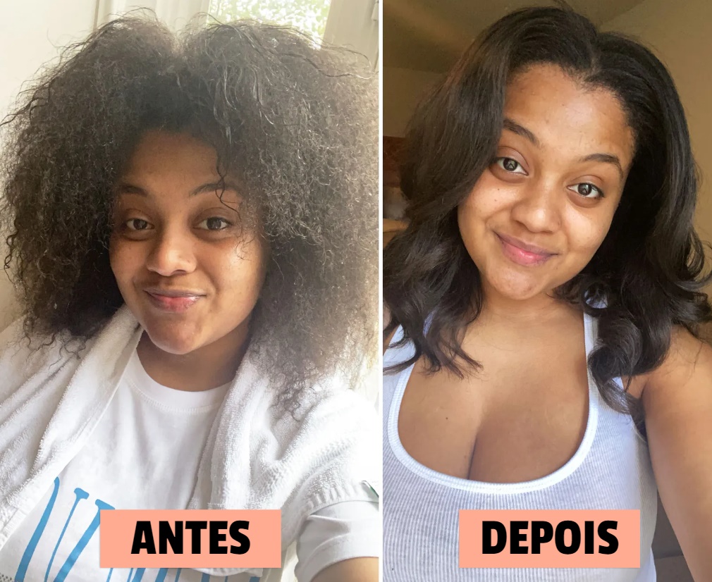 Antes e depois com escova alisadora